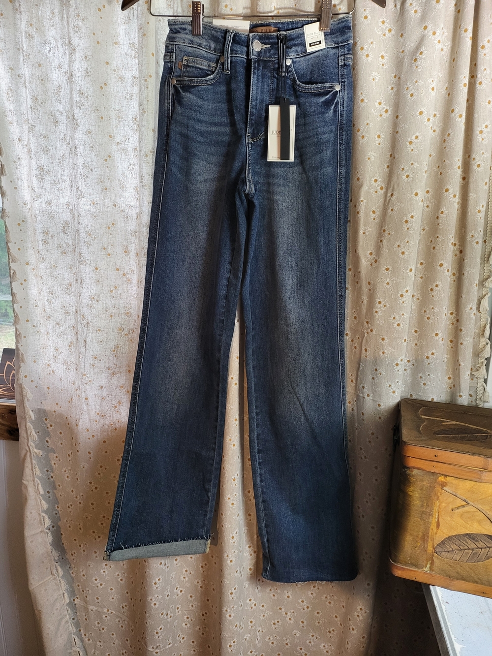 Judy Blue Tummy Control Raw Hem Flare Jeans Size 0/24 NWT